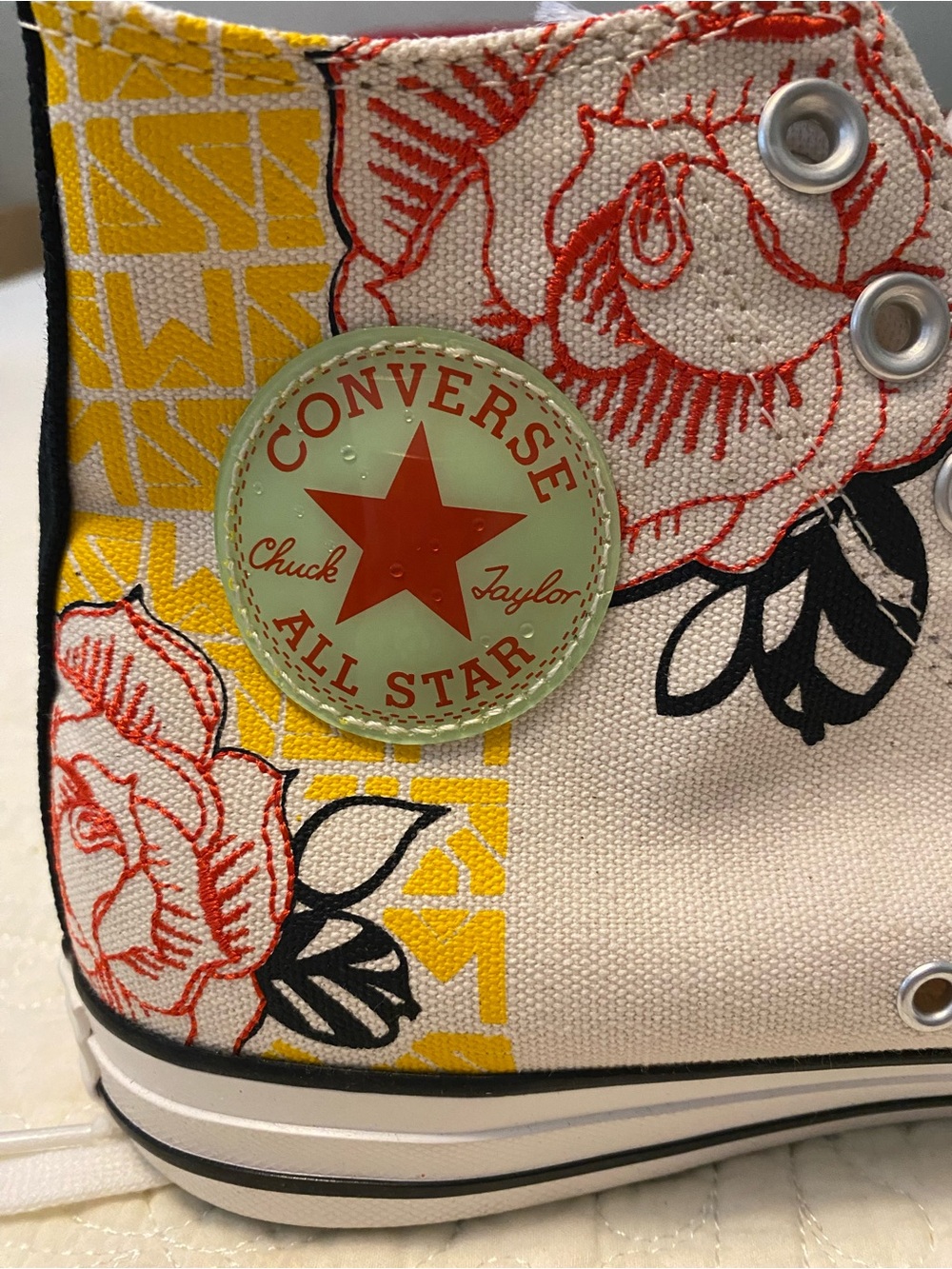 Converse Topo Chico New High-Top Sneakers in Natural with Yellow & Red Accents - Picture 8 of 12